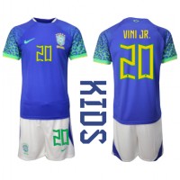 Brazília Vinicius Junior #20 Vonkajší Detský futbalový dres MS 2022 Krátky Rukáv (+ trenírky)